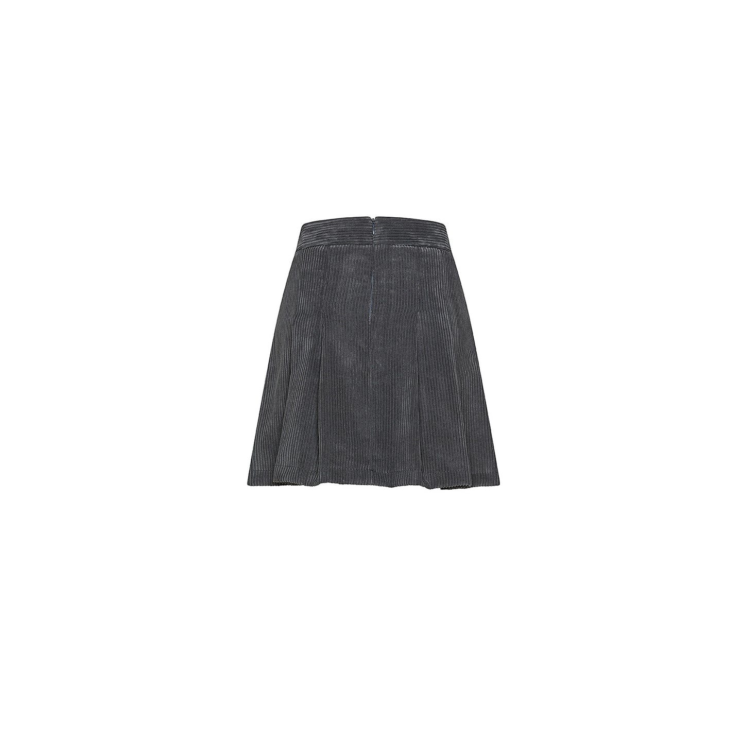 Short Pleated Velvet Skirt Grey