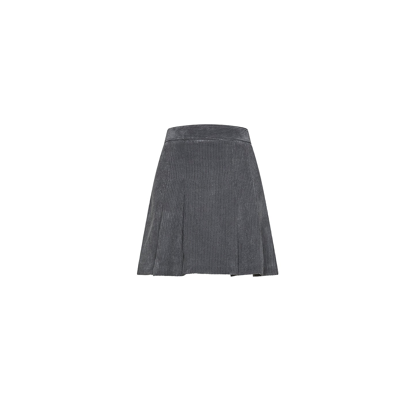 Short Pleated Velvet Skirt Grey