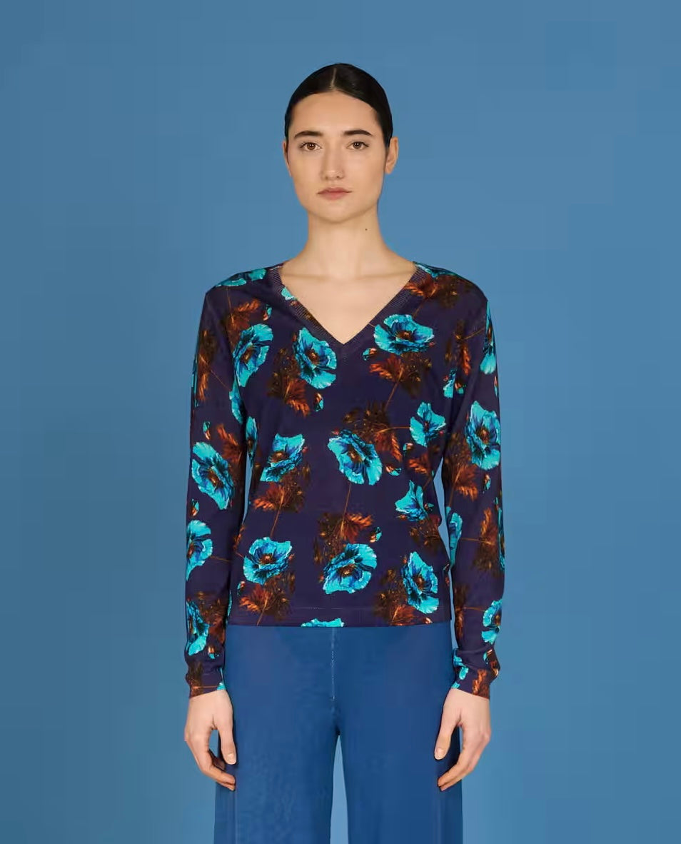 PRINTED V NECK SWEATER “INBEDWITHYOU”