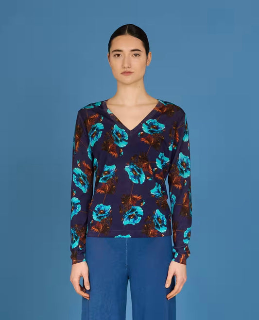 PRINTED V NECK SWEATER “INBEDWITHYOU”