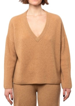 V NECK CASHMERE SWEATER CHALK