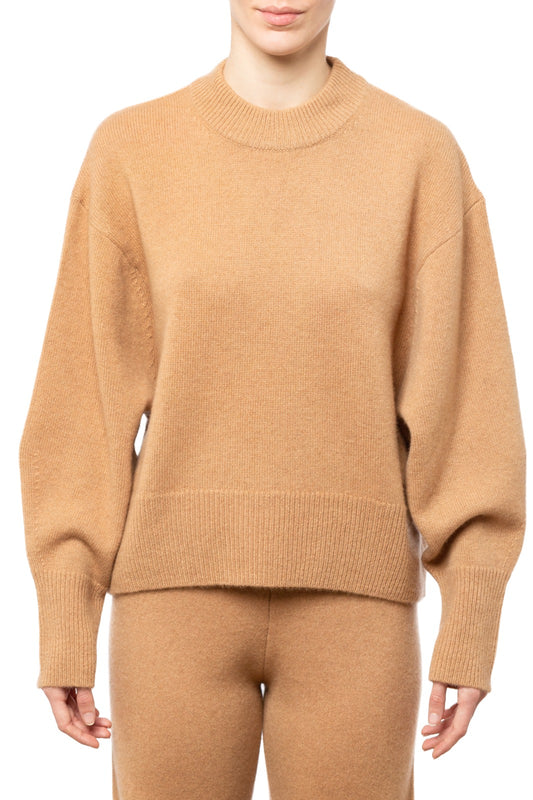 PADDED CASHMERE SWEATER CACAO